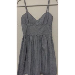 Blue and white striped dress